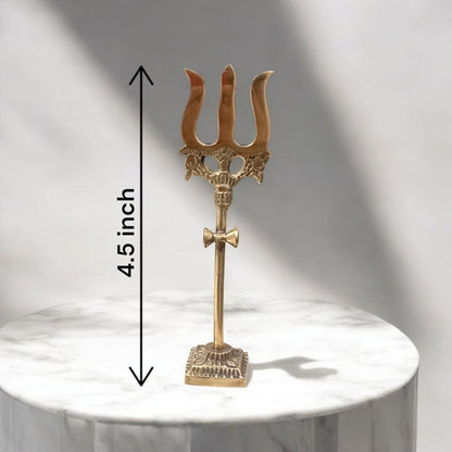 Brass Trishul with Damru | Decorative Handcrafted Figurine | Timeshopee