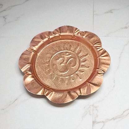 Charan Paduka in Pure Copper with Decorative Plate - Bhagwan Ji Ke Charan by Timeshopee-Online Religious Store