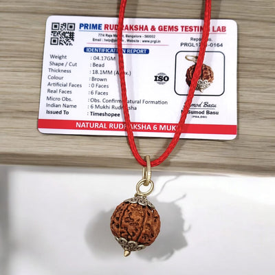 6 Mukhi Rudraksha Pendant | Lab Certified Spiritual Bead | Timeshopee