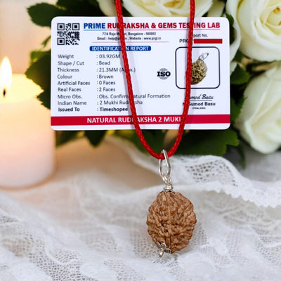 2 Mukhi Rudraksha Pendant Lab Certified for Love & Harmony | Timeshopee