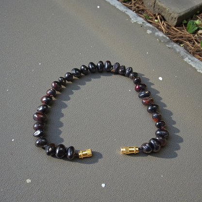 Combo of Black Gunja Bracelet and Red Gunja Bracelet with lab-certified natural beads, stretchable design for protection and energy