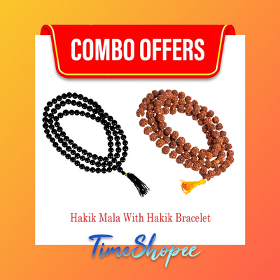 Black Hakik Mala & 5 Mukhi Rudraksha Mala Combo | Lab Certified