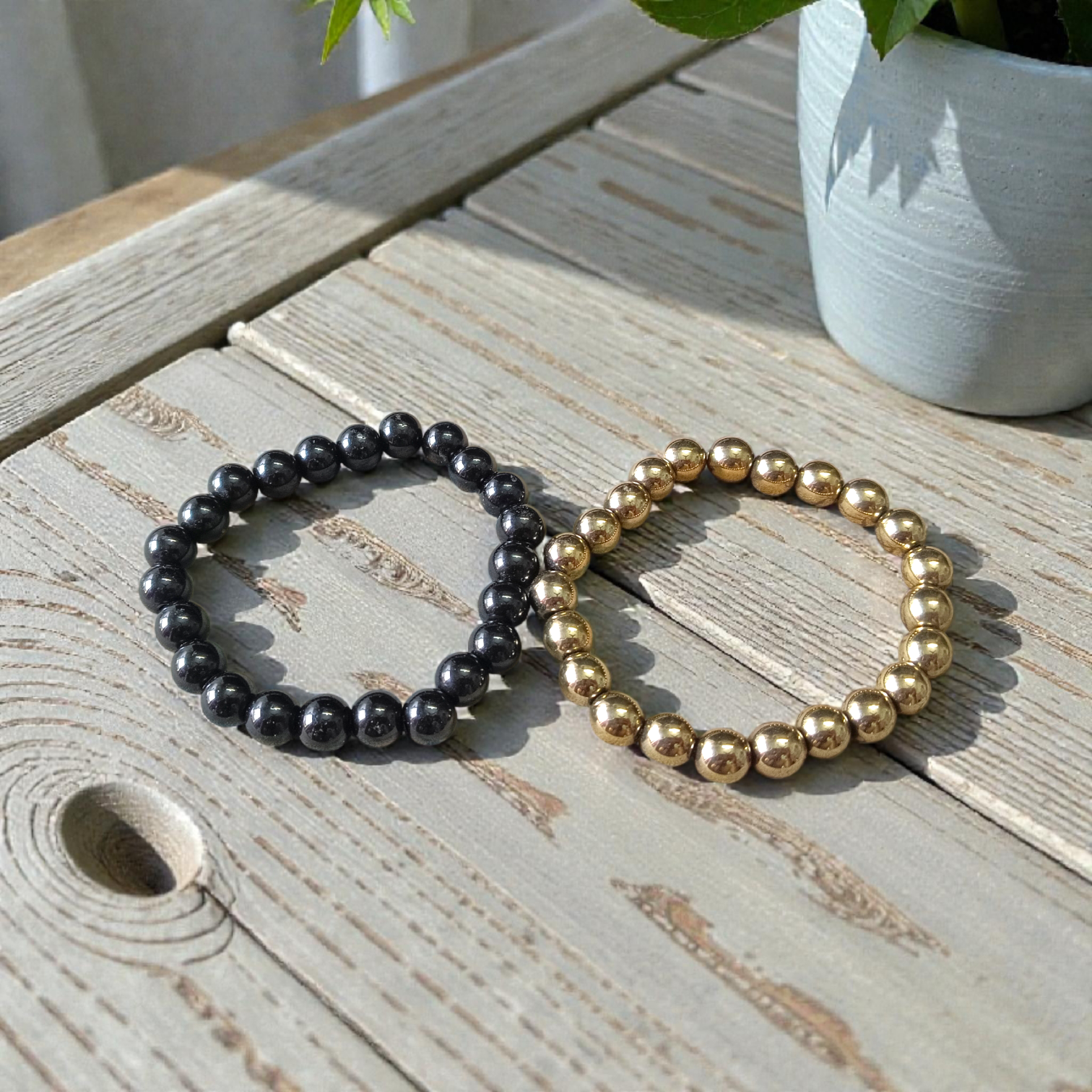 Combo of Golden Pyrite and Black Obsidian Bracelet with 8MM lab-certified beads, stretchable design for spiritual growth and protection