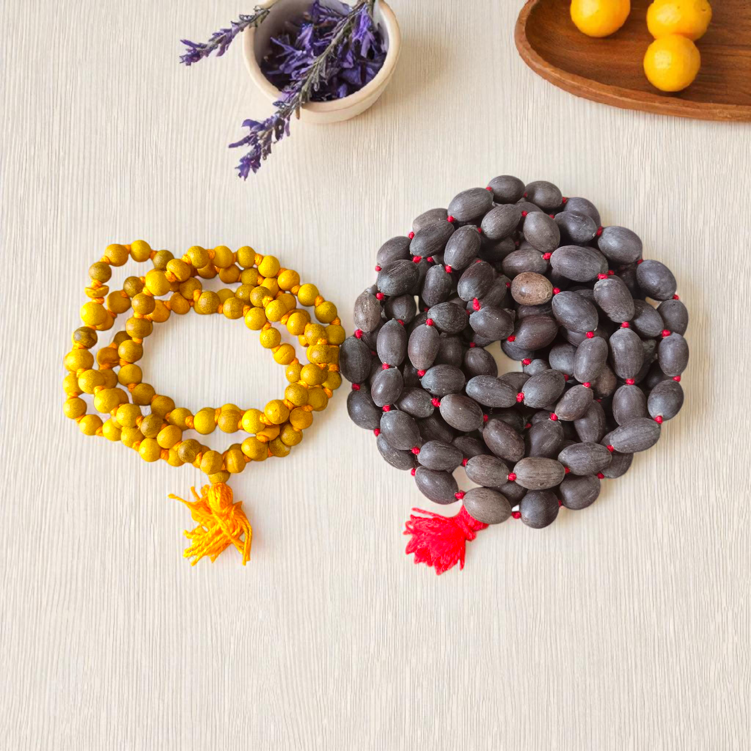 Combo of Kamal Gutta and Haldi Mala with 108+1 beads for meditation and spiritual use