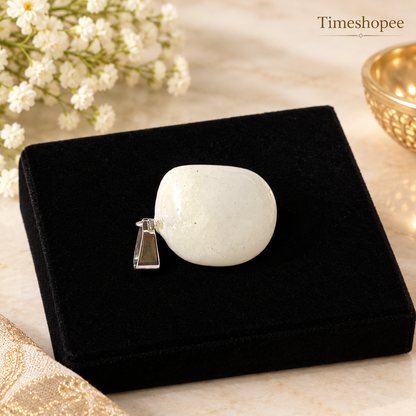 Crystal Quartz Pendant Rough Raw Stone with Chain, Lab Certified, available at Timeshopee
