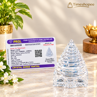 Crystal Shri Yantra | Sphatik Meru Yantra | Lab Certified Spiritual Energy – Timeshopee