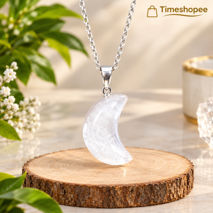 Crystal pendant tumble stone with free silver-plated chain, lab certified