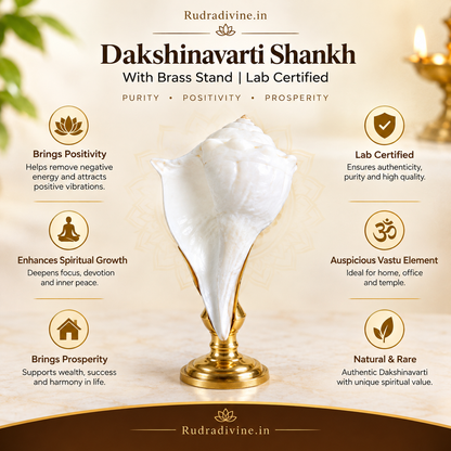 Dakshinavarti Shankh | Free Stand Inside | Valampuri Sangu | Lab Certified | Timeshopee