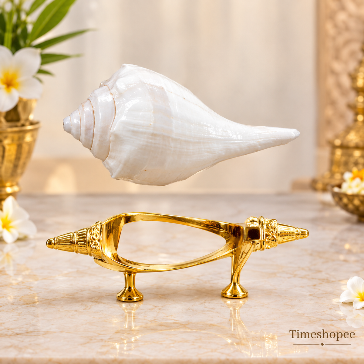 Dakshinavarti Shankh | Free Stand Inside | Valampuri Sangu | Lab Certified | Timeshopee