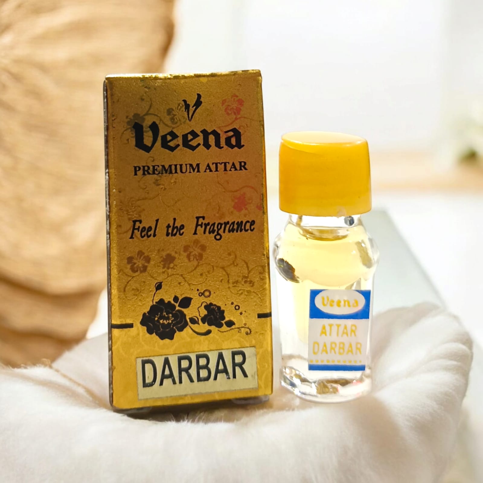 Darbar Attar 2ML bottle by Veena, premium alcohol-free perfume ideal for worship by Timeshopee