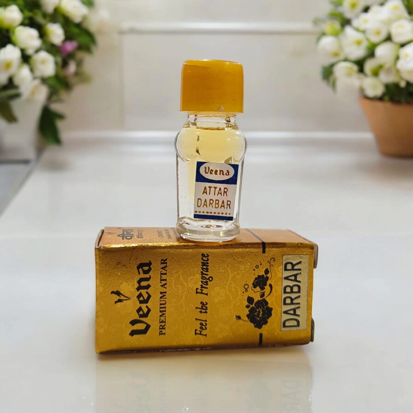 Darbar Attar 1ML bottle by Veena, premium alcohol-free perfume ideal for worship by Timeshopee
