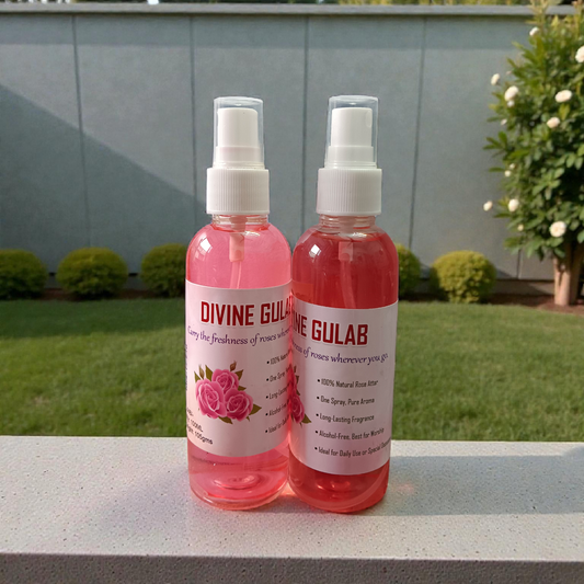 Divine Gulab Spray Attar 100ML set of two bottles with rose fragrance packaging