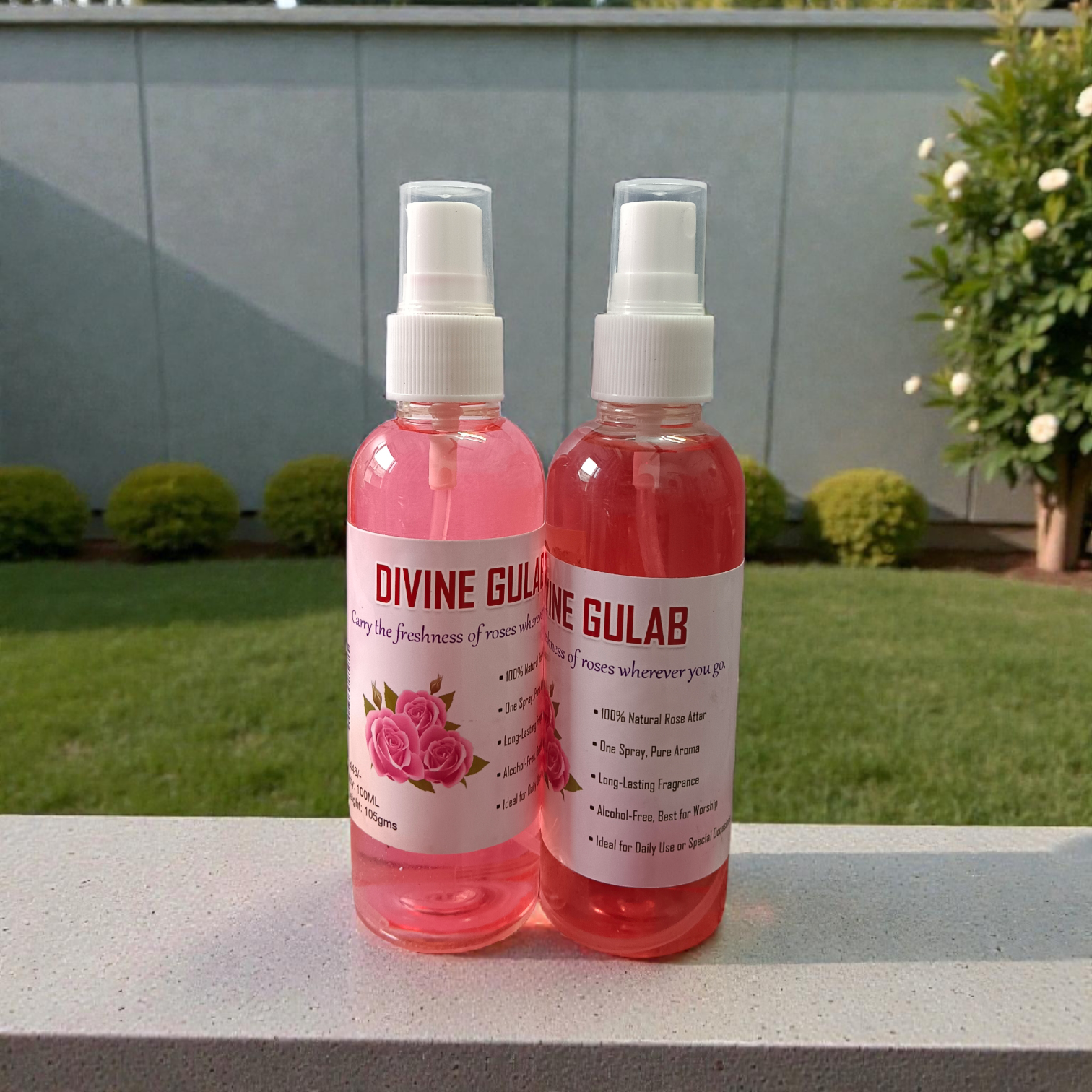 Divine Gulab Spray Attar 100ML set of two bottles with rose fragrance packaging
