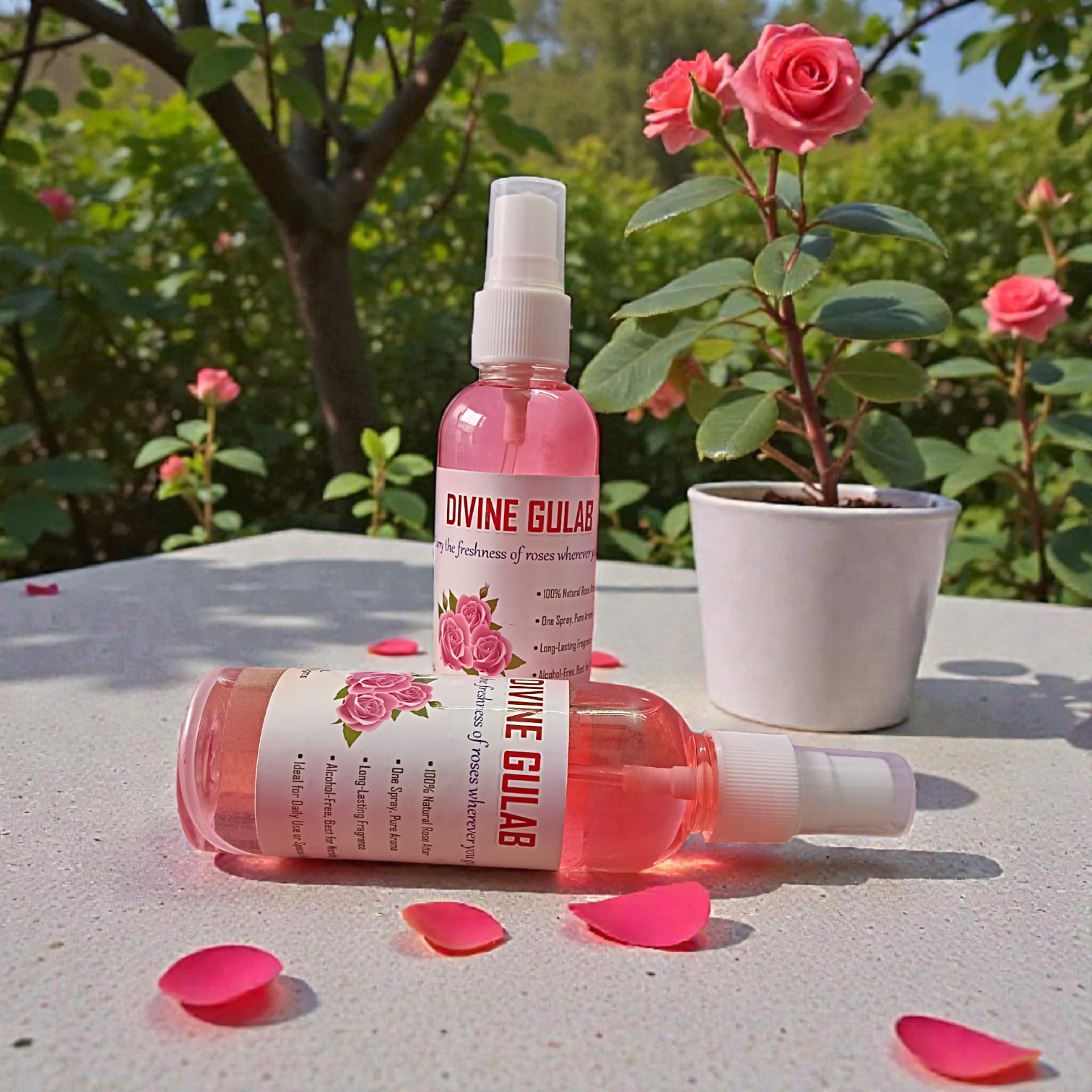 Divine Gulab Spray Attar 100ML set of two bottles with rose fragrance packaging