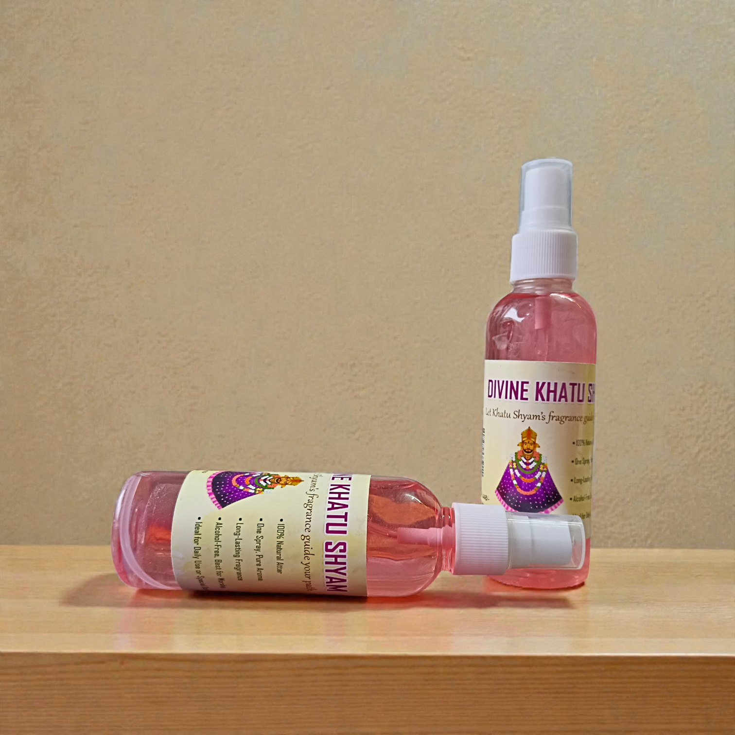 Divine Khatu Shyam Spray Attar 100ML set of two bottles with devotional fragrance packaging