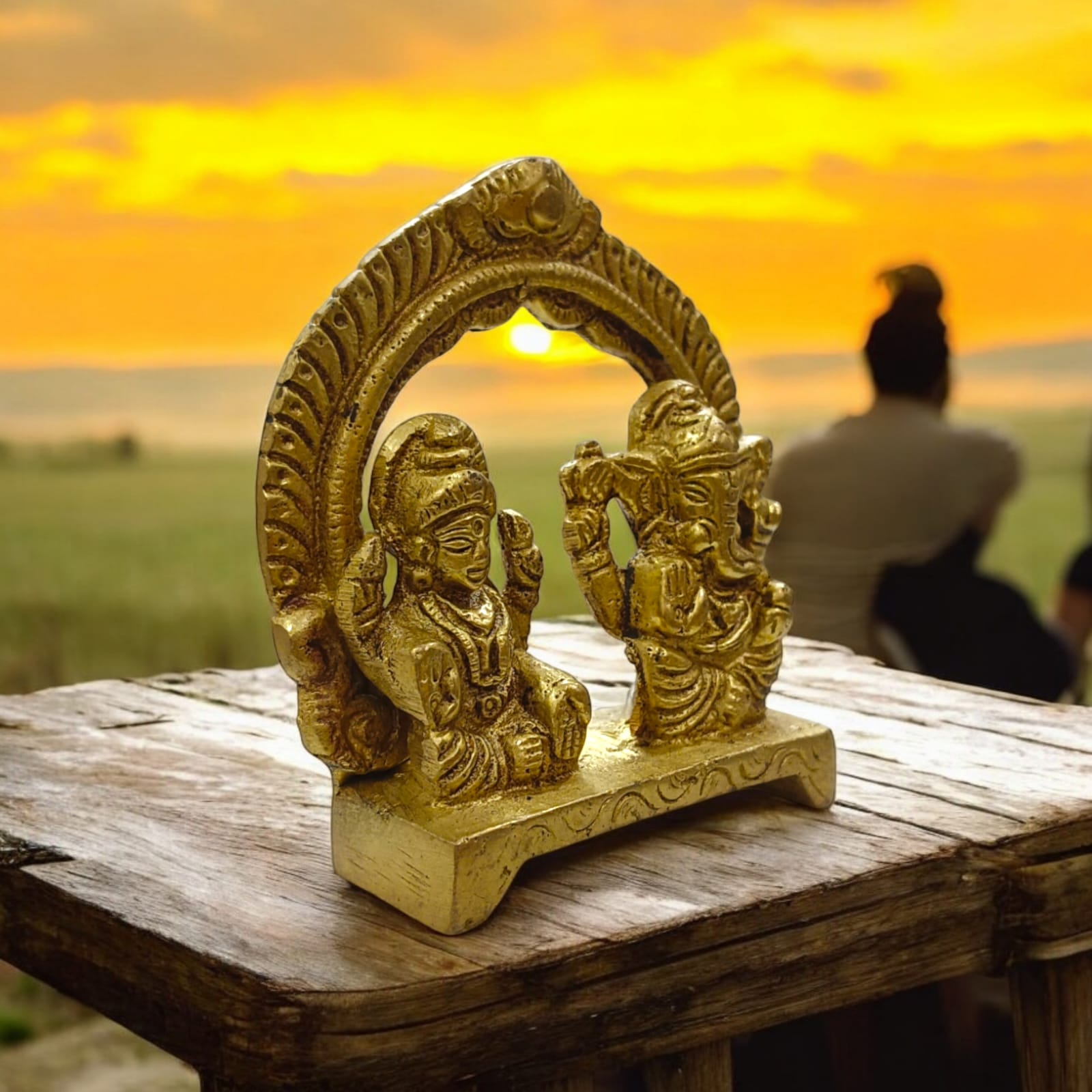 Ganesha Lakshmi Brass Murti, 7 x 7 cm, 207 grams, ideal for worship from Timeshopee