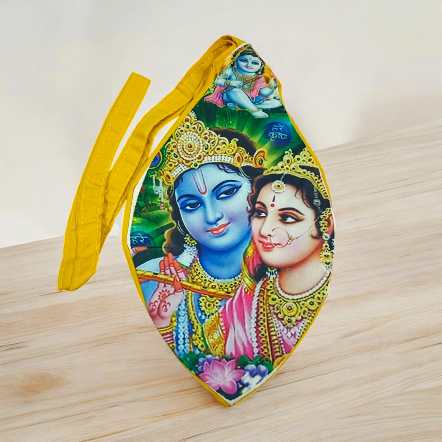 Gaumukhi Bag with Radha Krishna Print | Cotton | Timeshopee