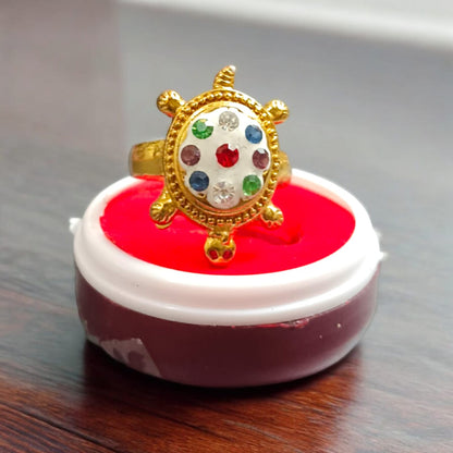 Gold Plated Tortoise Ring with Zircon Stones | Stylish Kachua ki Anguthi from Timeshopee