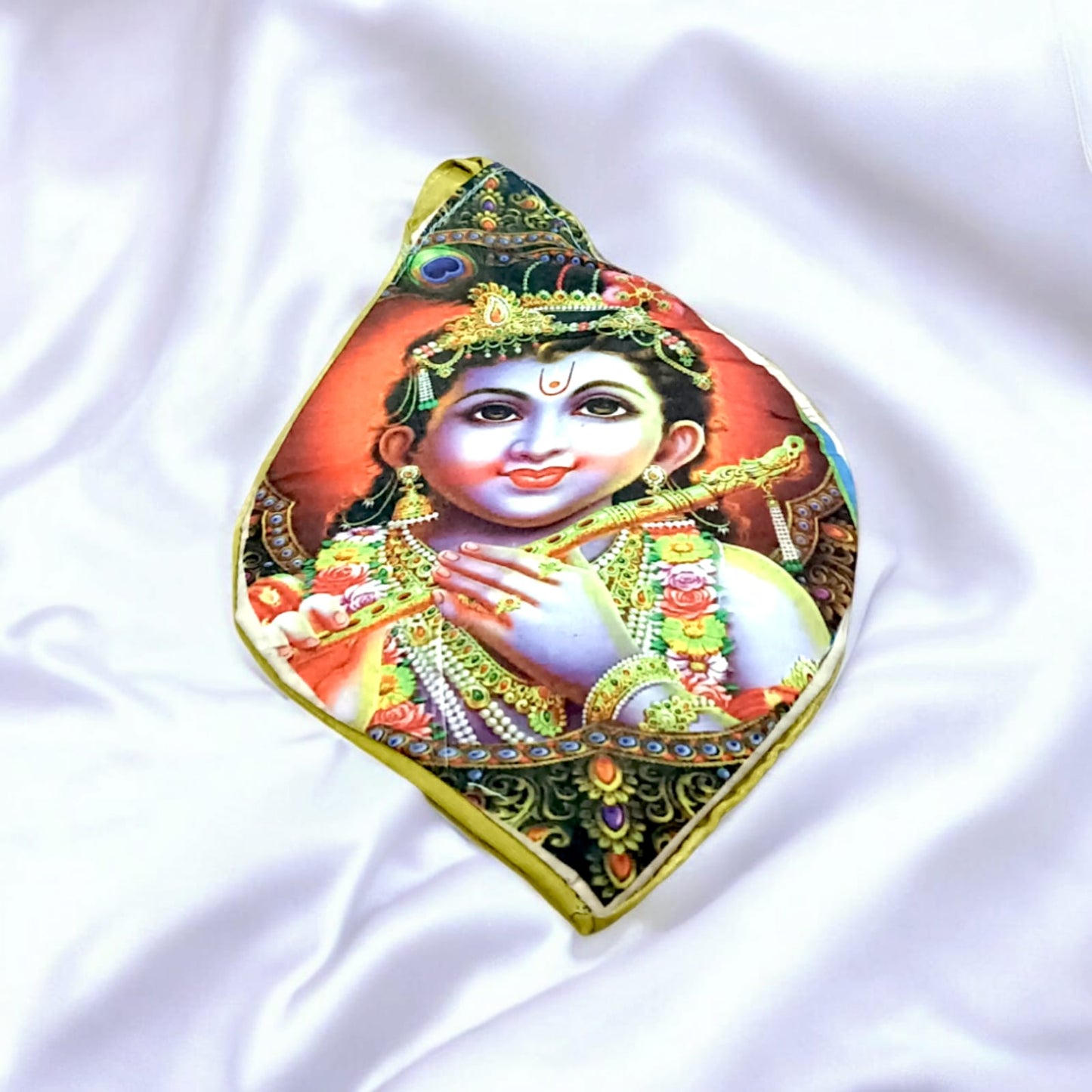 Gomukhi Bag for Japa Mala, photo printed Gomukhi design, 25.4 x 12.7 x 2.5 cm, lightweight cotton bag available at Timeshopee.