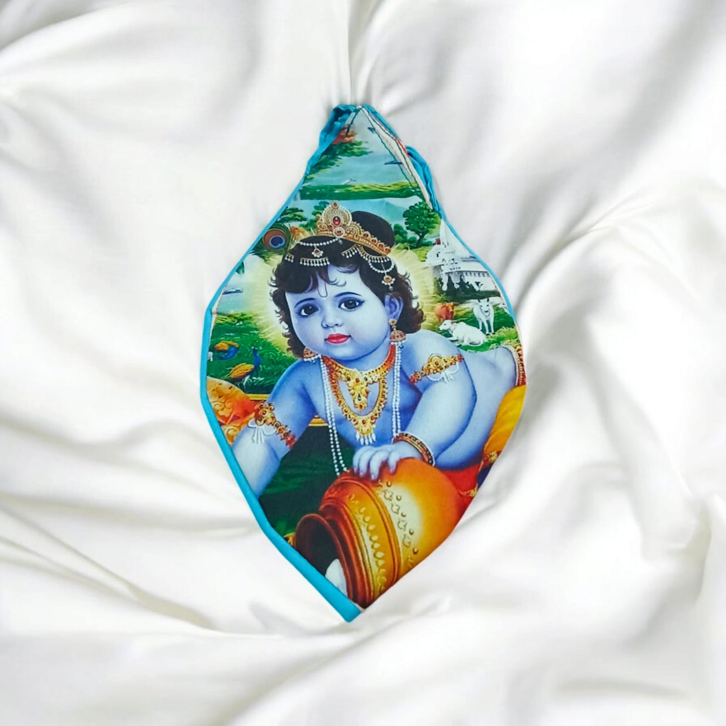 Gomukhi Bag | For Mantra Jaap | Bal Gopal Photo Printed – Timeshopee