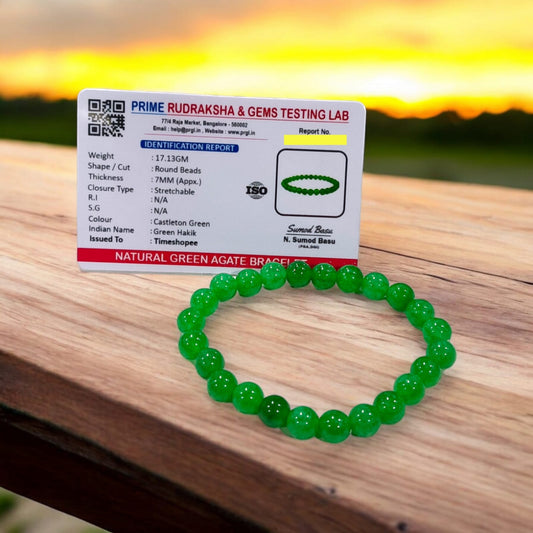 Green Agate Bracelet | Hakik Bracelet | Lab Certified | Timeshopee