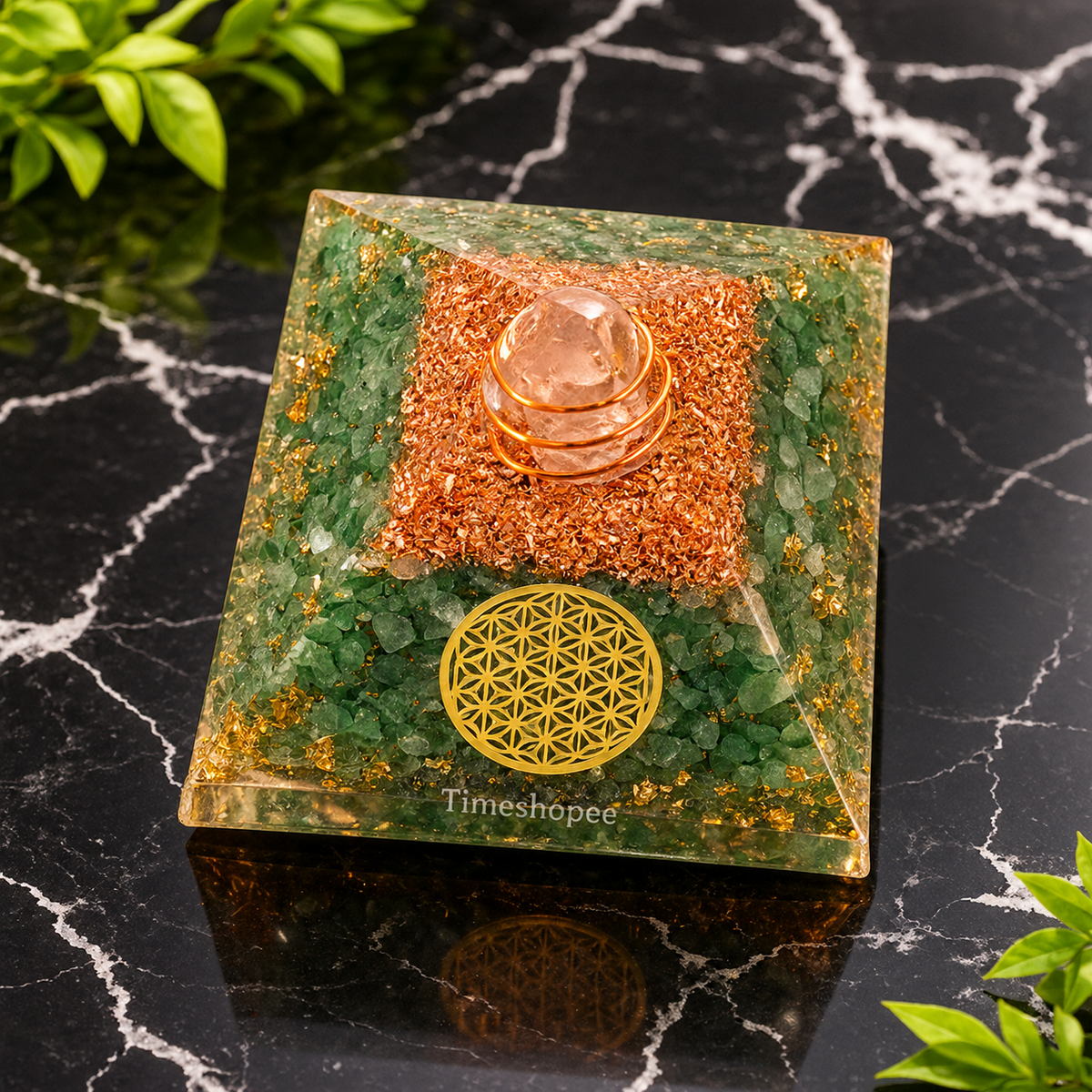 Green Aventurine Crystal Healing Orgone Pyramid By Timeshopee