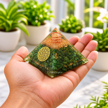 Green Aventurine Crystal Healing Orgone Pyramid By Timeshopee