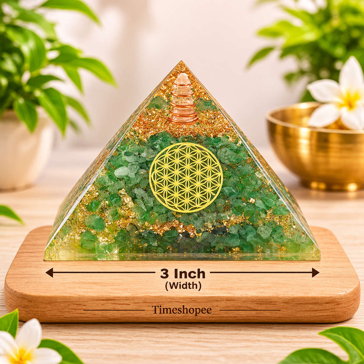 Green Aventurine Crystal Healing Orgone Pyramid By Timeshopee