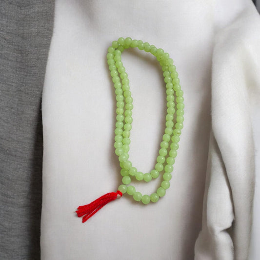 Green Moti Mala with Small Beads 108+1