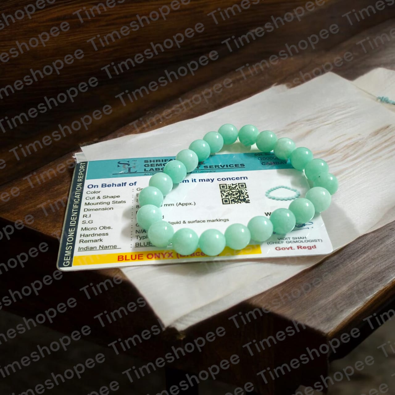 Greenish Blue Onyx Bracelet Lab Certified by Timeshopee