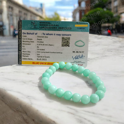 Greenish Blue Onyx Bracelet for Healing & Energy Balance – Lab Certified – Timeshopee