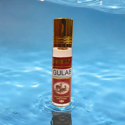 Gulab Attar 8ml roll-on bottle by Veena - Alcohol-free rose perfume for daily use and worship by Timeshopee
