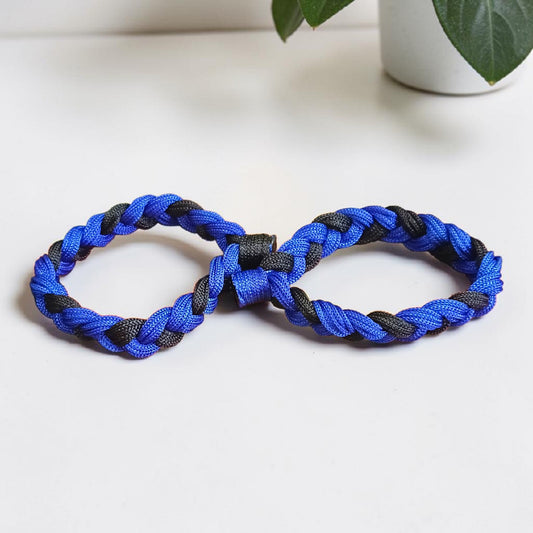 Handmade blue and black thread bracelet set for men and women adjustable friendship wrist band