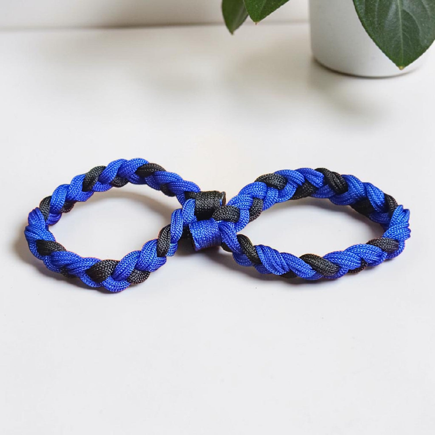 Handmade blue and black thread bracelet set for men and women adjustable friendship wrist band