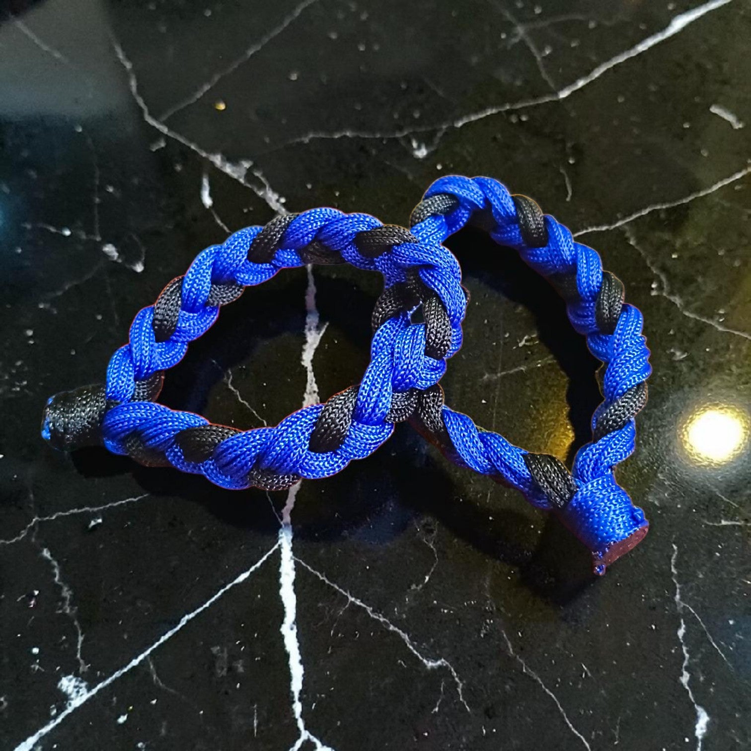 Handmade blue and black thread bracelet set for men and women adjustable friendship wrist band