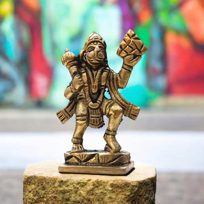 Hanuman Ji Brass Idol | Carrying Mountain Statue for Pooja – Timeshopee