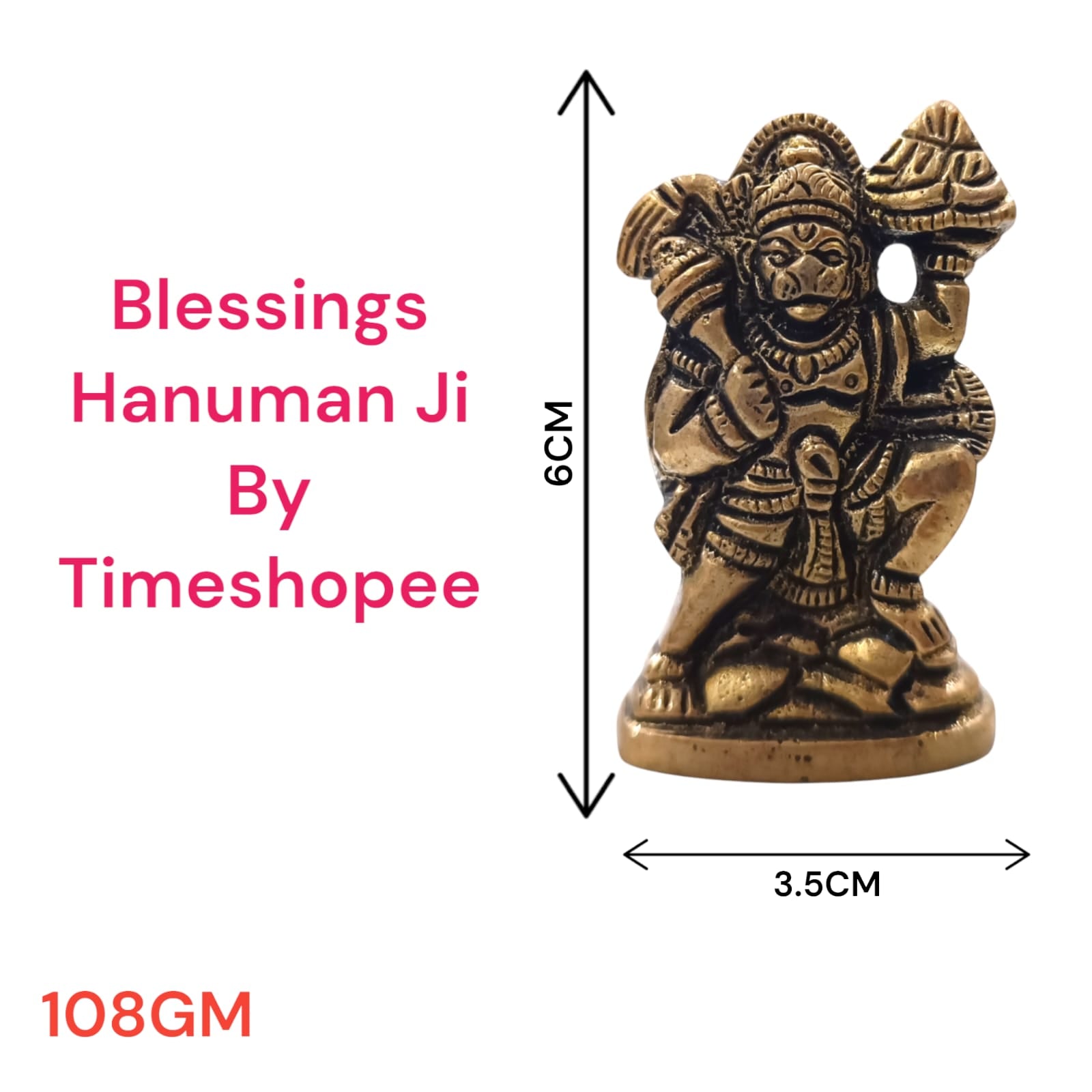 Hanuman Ji Brass Idol | Carrying Mountain | Timeshopee