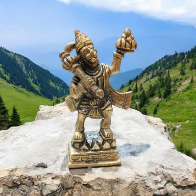 Hanuman Ji Brass Idol | Carrying Mountain Statue for Pooja – Timeshopee
