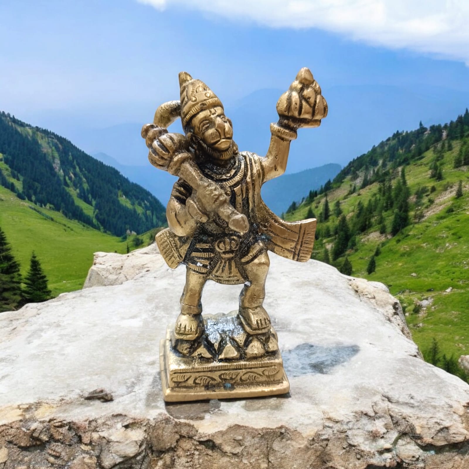 Hanuman Ji Brass Idol | Carrying Mountain | Timeshopee