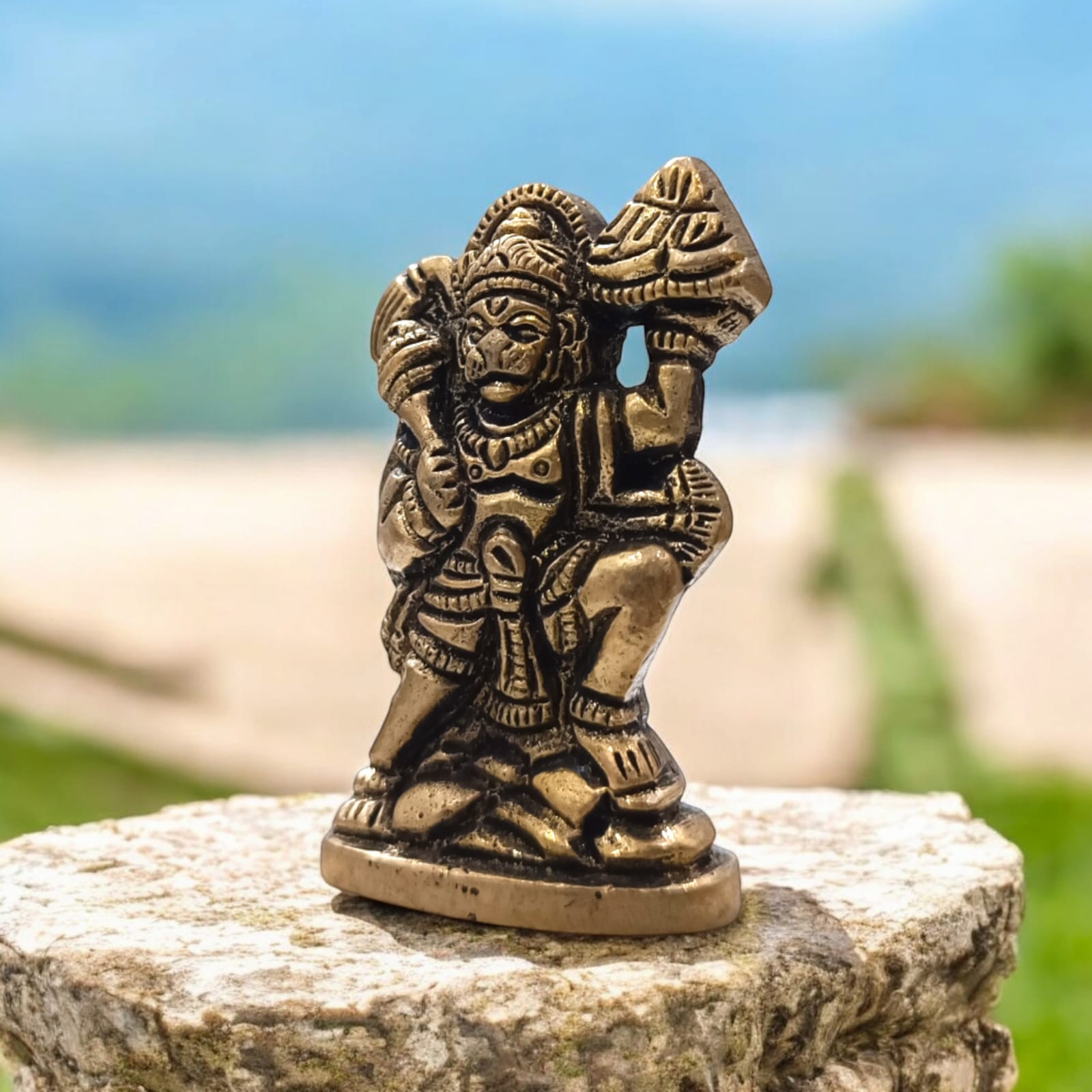 Hanuman Ji Brass Idol | Carrying Mountain | Timeshopee