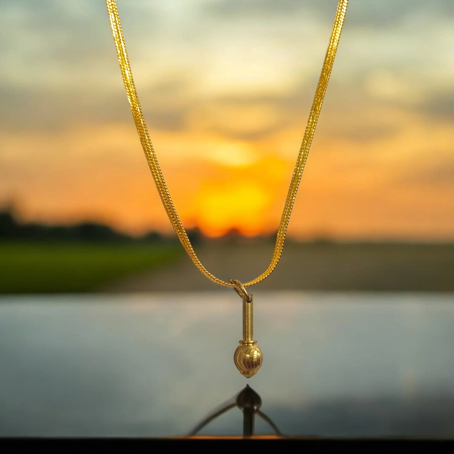 Hanuman Ji Gada Locket on Gold Chain - Timeshopee