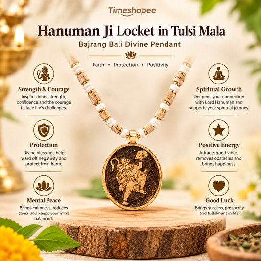 Hanuman Ji Locket in Tulsi Mala | Bajrang Bali | Spiritual Accessory