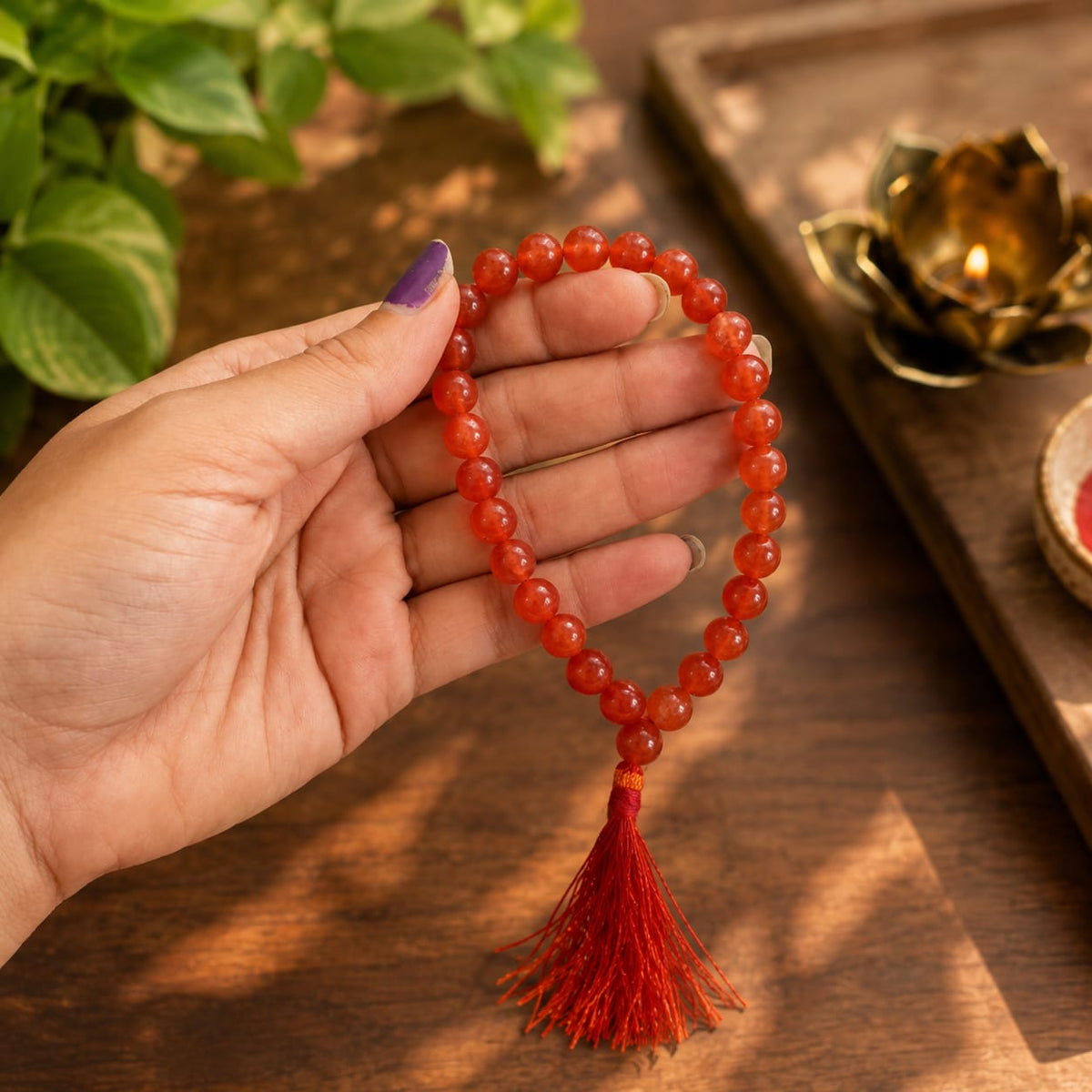 Hessonite Mala | 27+1 Beads Lab Certified | Gomed Mala for Travel & Car – Timeshopee