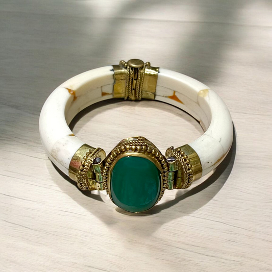 Green Agate Bracelet Green Hakik Antique Lab Certified