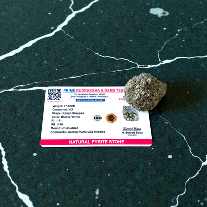 Natural Pyrite Crystal Cluster | Certified Raw Stone for Wealth, Vastu & Healing