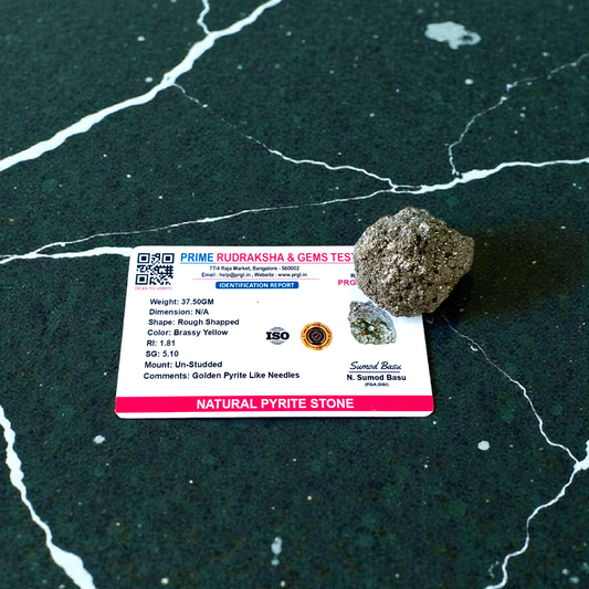 Natural Pyrite Crystal Cluster | Certified Raw Stone for Wealth, Vastu & Healing