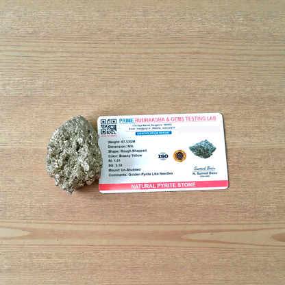 Natural Pyrite Crystal Cluster | Certified Raw Stone for Wealth, Vastu & Healing