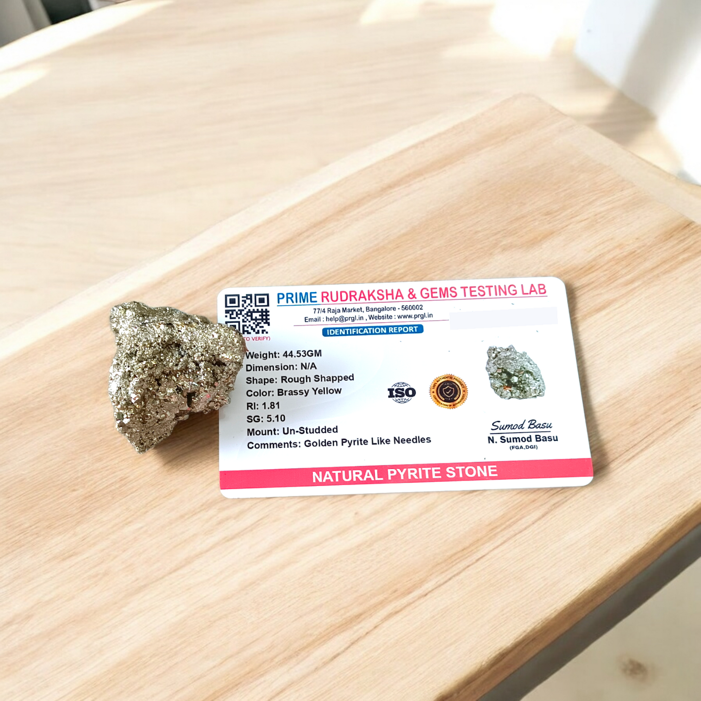 Natural Pyrite Crystal Cluster | Certified Raw Stone for Wealth, Vastu & Healing
