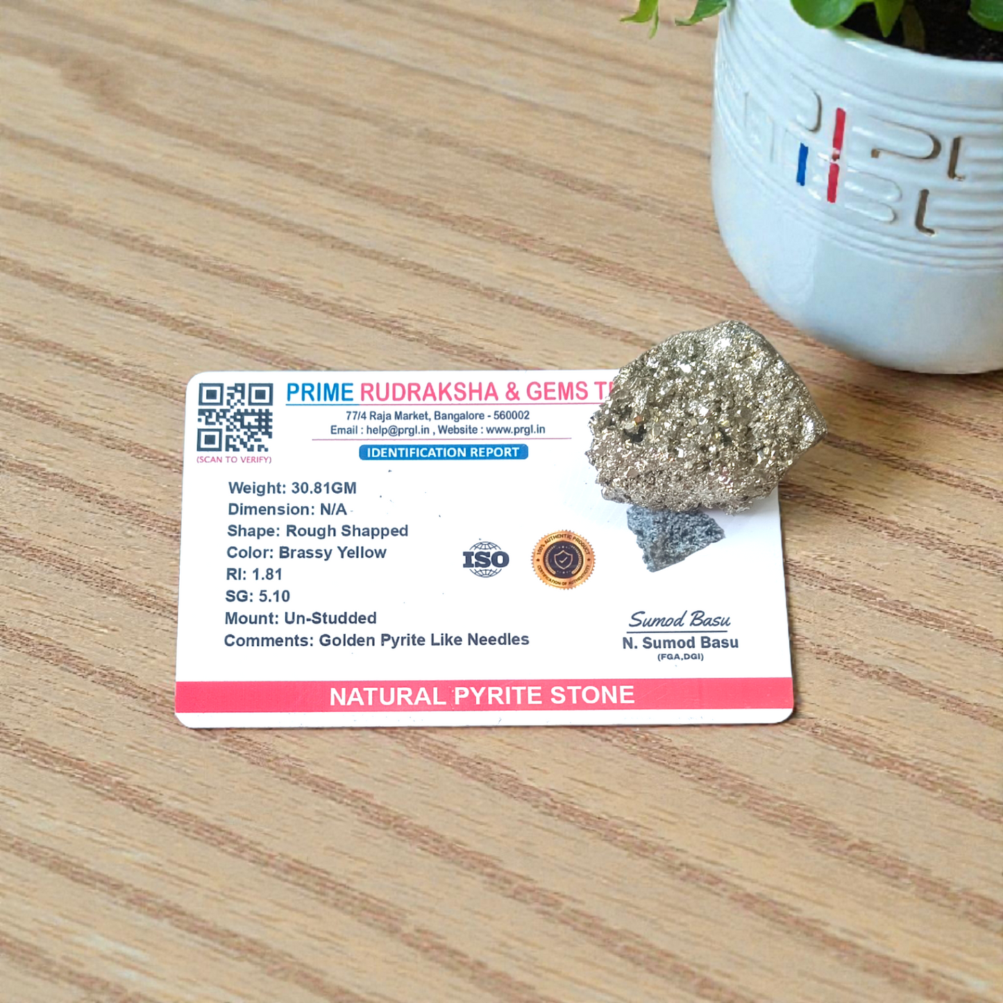 Natural Pyrite Crystal Cluster | Certified Raw Stone for Wealth, Vastu & Healing