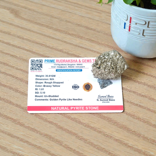 Natural Pyrite Crystal Cluster | Certified Raw Stone for Wealth, Vastu & Healing